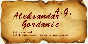 Aleksandar Gordanić vizit kartica